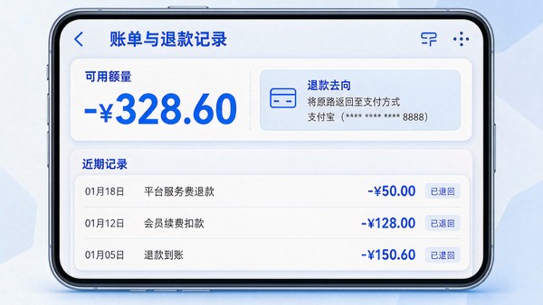 花呗额度显示为负，退款后钱去哪了
