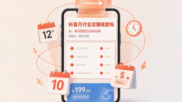 抖音月付账单日历上标出每月固定扣款日的手机界面示意图
