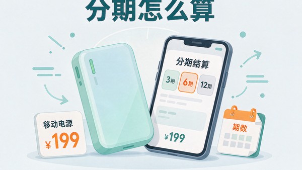 抖音月付分期购买充电宝的流程与分期手续费示意