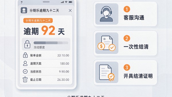 分期乐逾期九十二天的账单状态与补救步骤示意图