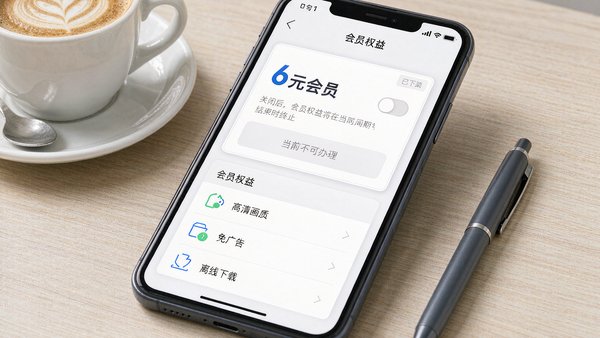 手机上的分期乐会员权益页面,6元会员卡片显示为已下架,旁边是自动续费开关
