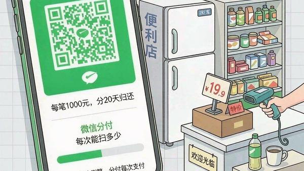 微信分付扫码付款时的额度上限说明示意图