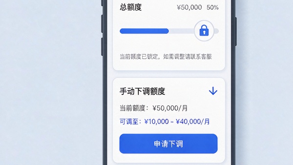 花呗额度管理页面示意，展示总额度与临时额度的区别