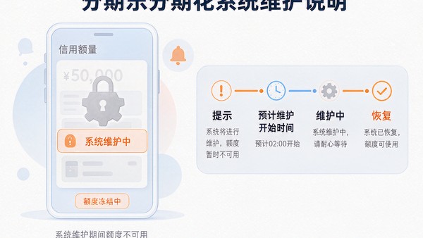 分期乐分期花系统维护期间额度冻结，提示到恢复的流程示意