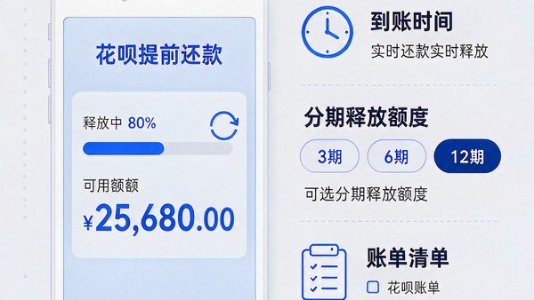 花呗提前还款后额度释放的三种路径与到账快慢对比示意