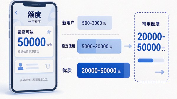 花呗一年额度最高多少：按账户阶段划分的常见固定额度区间示意